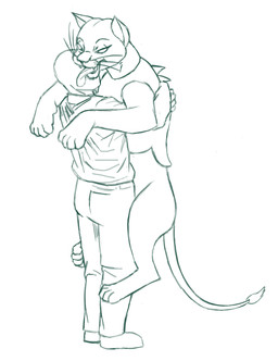 armor bald clothed clothing duo eyelashes female feral fully_clothed hug licking male open_mouth smile tongue tongue_out redout masters_of_the_universe mattel anon magicat_queen domestic_cat felid feline felis human mammal digital_drawing_(artwork) digital_media_(artwork) hi_res monochrome