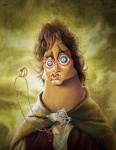 blue_eyes caricature eyebrows jewelry looking_at_viewer male necklace nightmare_fuel not_furry ring solo soul_devouring_eyes the_one_ring what what_has_magic_done anthony_geoffroy j._r._r._tolkien middle-earth_(tolkien) the_lord_of_the_rings frodo_baggins hobbit humanoid grandfathered_content