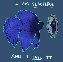 ambiguous_gender betta blue_body digital_media_(artwork) english_text feral fish frown humor looking_at_mirror marine mirror reflection semi-anthro simple_background solo text tojo_the_thiefRating: SafeScore: 66User: slyroonDate: February 21, 2016