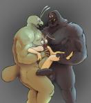 anthro anthro_on_anthro balls big_dom_small_sub biped carrying_another dominant erection genitals grey_background group group_sex humanoid_genitalia humanoid_penis interspecies larger_male male male/male muscular muscular_male penis predator/prey sex simple_background size_difference smaller_male threesome trio two_doms_one_sub custapple ant arachnid arthropod bee hymenopteran insect mygalomorph spider tarantula hi_res