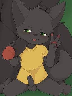 3_toes 4_fingers adult_on_young age_difference anthro anthro_on_anthro balls biped black_balls black_eyebrows black_penis black_tail blep blush blush_lines bodily_fluids bottomless bottomless_anthro bottomless_male brown_nose cheek_tuft clothed clothed/nude clothed_anthro clothed_male clothing dripping duo erection eyebrows faceless_anthro faceless_character faceless_male facial_tuft feet fingerpads fingers foreskin genital_fluids genitals gesture glans glistening glistening_eyes green_eyes hand_gesture hand_on_another's_penis hand_on_head hand_on_penis holding_penis humanoid_genitalia humanoid_penis looking_at_genitalia looking_at_penis male male/male male_anthro mismatched_genitalia mismatched_humanoid_penis mismatched_penis nude nude_anthro nude_male partially_retracted_foreskin pawpads penis penis_on_face penis_over_shoulder penis_size_difference precum precum_drip red_glans red_pawpads retracted_foreskin shirt shirt_only sitting solo_focus tail toes tongue tongue_out topwear topwear_only tuft v_sign yellow_clothing yellow_shirt yellow_topwear young young_anthro young_male givemeapaw ambiguous_species canid canine mammal 2025 absurd_res digital_drawing_(artwork) digital_media_(artwork) hi_res