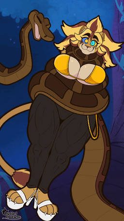 anthro big_breasts black_bottomwear black_clothing black_pants blonde_hair bottomwear breasts brown_body brown_hair brown_scales clothed clothed_anthro clothed_female clothing coiling duo female feral footwear fur hair high_heels hypnosis male male/female mind_control multicolored_hair muscular muscular_anthro muscular_female pants restrained ringed_eyes scales shoes tail tail_motion tail_tuft tailwag tan_body tan_fur thick_thighs tuft two_tone_hair white_clothing white_footwear white_high_heels yellow_bikini_top outletdraws the_jungle_book kaa_(jungle_book) reese_hallow felid lion mammal pantherine python reptile scalie snake 2025 9:16 animated hi_res