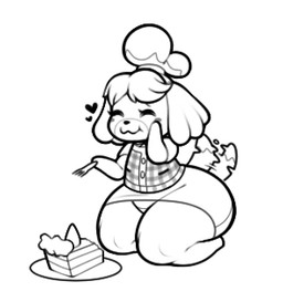 anthro biped blush cake clothed clothing cutlery dessert female food fork hair heart_symbol kitchen_utensils kneeling panties panty_shot partially_visible_underwear simple_background solo tail tail_motion tailwag thick_thighs tools underwear wide_hips box_(hajimeyou654) animal_crossing nintendo isabelle_(animal_crossing) canid canine canis domestic_dog mammal shih_tzu toy_dog 2023 digital_drawing_(artwork) digital_media_(artwork) monochrome