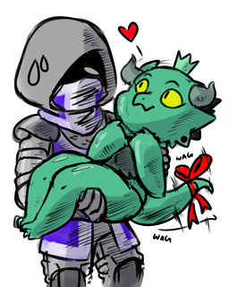 accessory armor bodily_fluids bow_(feature) bow_accessory bow_ribbon carrying_another crown daww duo female furgonomics headgear heart_reaction heart_symbol hood horn larger_male male motion_lines princess ribbons royalty shortstack shortstack_female simple_background size_difference smaller_female smile sound_effects sweat sweatdrop tail tail_accessory tail_bow tail_motion tail_ribbon tailwag text white_background yellow_eyes nylonhellhole princess_and_conquest towergirls kobold_princess human kobold mammal scalie digital_media_(artwork) hi_res