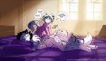 2020 7:4 adira_riftwall alternate_version_at_source annoyed anthro barefoot bed black_hair blue_eyes casual_nudity chest_tuft child clothed clothing colored conditional_dnp daughter_(lore) dialogue digitigrade duo english_text featureless_crotch feet felid female fluffy fluffy_tail frown fur furniture grey_body grey_fur grey_hair hair hi_res inside keidran kneeling lying maeve_(twokinds) mammal markings mother_(lore) mother_and_child_(lore) mother_and_daughter_(lore) multicolored_body multicolored_fur nude on_bed on_side one_eye_closed pajamas pantherine parent_(lore) parent_and_child_(lore) parent_and_daughter_(lore) pillow snow_leopard sound_effects spots spotted_body spotted_fur tail text tom_fischbach tuft twokinds url waking_up white_body white_fur young young_anthro