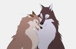 2021 aleu_(balto) ambiguous/ambiguous ambiguous_feral ambiguous_gender azzai balto_(series) black_nose blue_eyes brown_body brown_fur canid canine canis canon_couple countershading dated duo eye_contact eyelashes female_(lore) feral feral_on_feral flat_colors fluffy fur grey_body grey_countershading grey_eyes hybrid intraspecies looking_at_another male_(lore) mammal open_mouth open_smile romantic romantic_couple simple_background sketch smile taku_(balto) tan_body tan_fur teeth tongue universal_studios watermark white_background wolf wolfdog