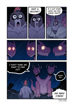 2_heads anthro armor blush clothed clothing dialogue duo embarrassed eye_contact eyes_closed feral fur glowing glowing_eyes grey_body grey_fur hand_behind_head headgear helmet holding_melee_weapon holding_object holding_shield holding_sword holding_weapon humor looking_at_another looking_up male melee_weapon multi_head nipples pupils red_body red_scales scales shield slit_pupils speech_bubble standing sword tail text the_end topless topless_anthro topless_male weapon wet t0l0k european_mythology greek_mythology mythology antigonus_(t0l0k) canid canine canis hydra mammal wolf comic english_text hi_res