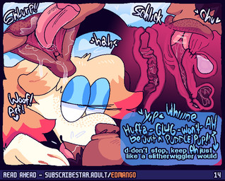 ahegao animal_genitalia animal_vulva anus bestiality bladder canine_genitalia canine_vulva cunnilingus don't_stop duo fellatio female feral feral_penetrated genitals human_on_feral human_penetrating human_penetrating_feral internal internal_anal internal_vaginal interspecies licking looking_pleasured male male/female offscreen_male oral oral_penetration organs penetration penile sex tan_body tan_skin text tongue tongue_out tongue_out_fellatio uterus vaginal vulva edmango alpha_(edmango) huffa_(edmango) bird_dog canid canine canis domestic_dog golden_retriever human hunting_dog mammal retriever english_text
