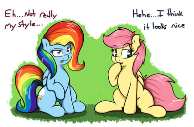 2015 alternate_hairstyle blue_fur cutie_mark dialogue duo english_text equine female feral fluttershy_(mlp) friendship_is_magic fur graphene hair mammal multicolored_hair my_little_pony pegasus pink_eyes pink_hair rainbow_dash_(mlp) rainbow_hair sitting teal_eyes text wings yellow_fur
Rating: Safe
Score: 11
User: ultragamer89
Date: February 21, 2015 2015 alternate_hairstyle blue_fur cutie_mark dialogue duo english_text equine female feral fluttershy_(mlp) friendship_is_magic fur graphene hair mammal multicolored_hair my_little_pony pegasus pink_eyes pink_hair rainbow_dash_(mlp) rainbow_hair sitting teal_eyes text wings yellow_fur
Rating: Safe
Score: 11
User: ultragamer89
Date: February 21, 2015