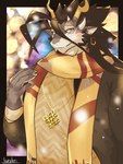 anthro blurred_background clothed clothing ear_piercing fully_clothed grey_body grey_scales hair jewelry long_hair looking_at_viewer male necklace piercing purple_eyes scales scarf snow snowing solo white_body white_scales mofuritai_art lifewonders mythology tokyo_afterschool_summoners fuxi_(tas) dragon mythological_creature mythological_scalie scalie 2022 digital_drawing_(artwork) digital_media_(artwork) half-length_portrait hi_res portrait