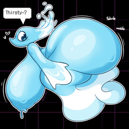 big_breasts big_butt blue_body blue_eyes blush blush_lines breasts butt eyelashes female glistening glistening_body glistening_breasts glistening_butt heart_symbol huge_breasts huge_butt hyper hyper_butt looking_at_viewer monotone_body nipples not_furry nude nude_female onomatopoeia side_view simple_background solo sound_effects speech_bubble text thick_thighs water kefiregg deltarune undertale_(series) miss_mizzle darkner elemental_creature elemental_humanoid humanoid mizzle_(deltarune) water_creature 1:1 2025 artist_name digital_drawing_(artwork) digital_media_(artwork) english_text hi_res