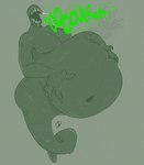 anthro belly belly_inflation big_belly burping hand_on_own_belly huge_belly hyper hyper_belly inflation male navel solo teeth text itzamug ghost goo_creature spirit 2024 english_text hi_res