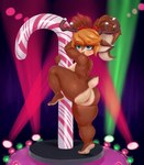 accessory anthro antlers anus big_anus big_breasts big_butt blonde_hair blush bow_(feature) bow_accessory bow_ribbon breasts brown_body brown_fur butt candy candy_cane dancing dessert eyebrows female food fur genitals grabbing_pole green_eyes hair hair_accessory hair_bow hair_ribbon hand_behind_head hiked_leg horn looking_at_viewer nude pink_anus pink_pussy pole pole_dancing pussy raised_eyebrows raised_leg ribbons solo spotlight standing stripper_pole thick_thighs wide_hips nebssik league_of_legends riot_games tencent poppy_(lol) snow_fawn_poppy_(lol) cervine deer hybrid mammal yordle 2021 absurd_res hi_res