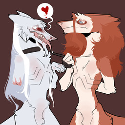 amputee anthro brown_background collar crotch_tuft disability dominant dominant_anthro dominant_male duo eye_bags fur hair hand_behind_back heart_symbol leash leashed_collar long_hair male male/male missing_arm red_body red_fur red_hair ribs sadomasochism scar simple_background submissive submissive_anthro submissive_male tan_body tan_fur tongue tongue_out tuft white_hair wounded hamham_gd eek_(hamham_gd) gaikotsu_(hamham_gd) sergal 1:1 hi_res