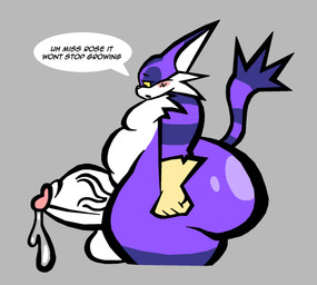 anthro balls big_balls big_butt big_penis bodily_fluids butt clothing dialogue erection fur genital_fluids genitals gloves handwear huge_balls huge_penis male nude_male overweight overweight_male penis precum purple_body purple_fur solo speech_bubble tail vein veiny_penis white_body white_fur white_penis sabs sega sonic_the_hedgehog_(series) big_the_cat domestic_cat felid feline felis mammal hi_res