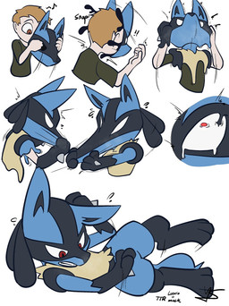 3_fingers 4_toes artist_initials black_markings blue_body bodily_fluids brown_eyes clothed clothed_human clothing countershade_torso countershading digitigrade eye_close-up feet fingers flying_sweatdrops front_view gloves_(marking) goo_drip goo_transformation hair hand_on_face hand_spike handpaw human_to_anthro leg_markings looking_down looking_down_at_self lying male markings musical_note musical_symbol nude nude_anthro on_side onomatopoeia paws pseudo_hair red_eyes shirt side_view simple_background socks_(marking) solo sound_effects species_transformation spikes spikes_(anatomy) standing sweat sweatdrop symbol t-shirt tan_body tan_countershading tan_hair text three-quarter_view toes topwear transformation transformation_sequence transformative_mask white_background sh_in_ys nintendo pokemon generation_4_pokemon human lucario mammal pokemon_(species) 2024 alternate_version_at_paywall better_version_at_paywall colored english_text hi_res