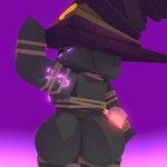 big_butt butt clothed clothing female glowing glowing_markings glowing_nipples half-closed_eyes hat headgear headwear ineffective_clothing looking_at_viewer looking_back looking_back_at_viewer markings narrowed_eyes nipples not_furry purple_background purple_eyes purple_markings purple_nipples simple_background skimpy solo witch_hat slipperyt microsoft minecraft mojang xbox_game_studios marie_(slipperyt) enderman humanoid 1:1 3d_(artwork) absurd_res digital_media_(artwork) hi_res