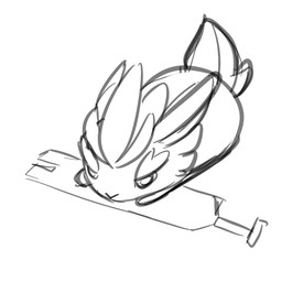 ambiguous_feral ambiguous_gender eyebrows featureless_legs feral feralized hair lying melee_weapon on_front scut_tail short_hair short_tail simple_background solo spiky_hair sword tail thick_eyebrows weapon white_background white_body white_eyebrows white_hair raygirl mario_plus_rabbids_sparks_of_hope nintendo ubisoft edge_(mario_plus_rabbids) lagomorph leporid mammal rabbit 2024 crossover digital_drawing_(artwork) digital_media_(artwork) english_description monochrome sketch female_(lore)