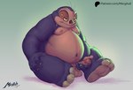 anthro balls belly big_belly erection genitals male moobs navel nipples overweight overweight_male penis simple_background solo text themorghull disney lilo_and_stitch jumba_jookiba alien kweltikwan 2025 hi_res url