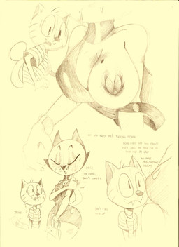 anthro big_breasts bodily_fluids breasts cleavage clothed clothing dialogue dress drunk duo eyes_closed female huge_breasts male markings mature_anthro mature_female mole_(marking) nervous nipples one_breast_out profanity substance_intoxication sweat text young papayathebun the_complex_adventures_of_eddie_puss eddie_puss mother_puss domestic_cat felid feline felis mammal 2015 comic english_text hi_res monochrome sketch traditional_media_(artwork) mother_(lore) mother_and_child_(lore) mother_and_son_(lore) parent_(lore) parent_and_child_(lore) parent_and_son_(lore) son_(lore)