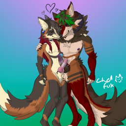 animal_genitalia anthro armpit_tuft balls bangs beard belly_fluff belly_tuft big_penis body_hair brown_body brown_fur cheek_tuft chest_hair chest_tuft choker claws duo ear_piercing ear_ring erection eyelashes facial_hair facial_piercing facial_tuft femboy fluffy fluffy_chest fluffy_tail frenum_ladder frenum_piercing frottage fur genital_piercing genitals green_hair grey_body grey_fur hair half-closed_eyes happy_trail heart_symbol holding_shoulder horn jewelry knot knotted_penis ladder_piercing lip_piercing lip_ring long_hair male male/male mane midriff narrowed_eyes necklace nipple_piercing nipples nose_piercing nose_ring nose_to_nose orange_body orange_fur penile penis penis_piercing penises_touching piercing pubes purple_eyes red_body red_fur red_hair ring_piercing scrotum_piercing sex sheath simple_background tail tuft white_body white_fur yellow_eyes chelfoxart chelfox skorvold calico_fox canid canine canis coyote cross_fox fox mammal red_fox true_fox 1:1 shaded signature soft_shading nonbinary_(lore)