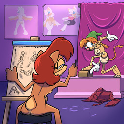anthro blush breasts butt clothing doll duo female genitals gloves gloves_only hair handwear handwear_only hat hat_only headgear headgear_only headwear headwear_only long_hair modelling mostly_nude nude paper posing_for_picture rear_view red_nose robe sonic_adventure_pose tail teeth vulva wings theenfman idw_publishing sega sonic_adventure sonic_the_hedgehog_(comics) sonic_the_hedgehog_(idw) sonic_the_hedgehog_(series) belle_the_tinkerer rouge_the_bat sally_acorn animate_inanimate bat chipmunk ground_squirrel living_doll living_puppet mammal rodent sciurid 1:1 hi_res