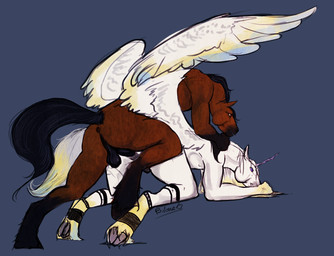 all_fours anal anal_penetration anthro anthro_on_anthro anthro_penetrated anthro_penetrating anthro_penetrating_anthro anus athletic athletic_anthro athletic_male balls black_body black_fur black_hair brown_body brown_fur doggystyle feathered_wings feathers from_behind_position fur genitals group hair horn male male/male male_anthro male_penetrated male_penetrating male_penetrating_male mane nude nude_anthro nude_male penetration penile penile_penetration penis_in_ass sex simple_background tail trio white_body white_fur white_hair wings i-psilone mythology lostknight suffolkhorse asinus donkey equid equine horse mammal mythological_creature mythological_equine pegasus unicorn 2013