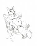 anthro dessert eating female food ice_cream overweight overweight_anthro overweight_female sitting solo oddwilds canid canine fennec_fox fox mammal true_fox hi_res sketch