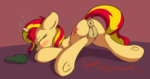anus ass_up blush bodily_fluids bottle butt container cutie_mark dock_(anatomy) drunk female feral genital_fluids genitals hair hooves horn multicolored_hair solo spread_legs spreading substance_intoxication tail text two_tone_hair underhoof vaginal_fluids vulva kit-bash equestria_girls hasbro my_little_pony mythology sunset_shimmer_(eg) equid equine mammal mythological_creature mythological_equine unicorn 2017 english_text hi_res