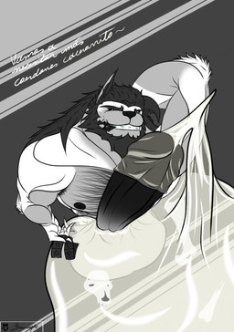 abs anthro balls barazoku biceps big_balls big_muscles big_penis cock_vore condom erection filled_condom fur genitals hair huge_penis hyper hyper_genitalia hyper_penis looking_at_viewer male muscular muscular_anthro muscular_male nipples nude pecs penile penis sexual_barrier_device simple_background smile solo text vore browncatfe liamwarlock_(browncatfe) canid canine canis domestic_dog hybrid mammal nordic_sled_dog spitz digital_media_(artwork)