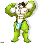 argentina argentine_flag big_bulge big_muscles brown_hair bulge clothing fur green_body hair jockstrap male muscular muscular_male solo underwear white_body white_fur monstadog nintendo pokemon marcelo_solava chesnaught generation_6_pokemon pokemon_(species) 1:1 hi_res