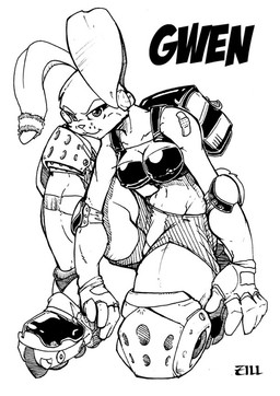 backpack band-aid bandage black_eyes bottomwear bra breasts cleavage clothed clothing elbow_pads erect_nipples eyebrows female footwear gloves handwear inline_skates knee_pads looking_at_viewer navel nipples roller_skates shorts simple_background solo text underwear white_background zillford gwen_(joe_randel) lagomorph leporid mammal rabbit 2007 black_and_white digital_media_(artwork) english_text monochrome watermark