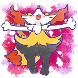 ambiguous_anthro ambiguous_gender anthro arms_out biped blush blush_stickers digitigrade dipstick_tail featureless_crotch focus_lines food front_view low-angle_view markings open_:3 open_mouth open_smile shrimp_(food) smile snout solo tail tail_markings annyui0611 nintendo pokemon braixen canid generation_6_pokemon mammal pokemon_(species) 1:1 2023 digital_drawing_(artwork) digital_media_(artwork) full-length_portrait hi_res japanese_description portrait translated_description