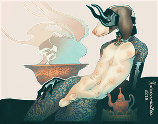 8_nipples animal_genitalia anthro arm_tattoo armwear balls black_collar black_mask brown_body brown_ears clothing collar elbow_gloves eyemask eyewear floppy_ears fully_sheathed genitals gloves hand_on_leg hand_on_own_leg handwear horned_mask latex latex_clothing latex_gloves latex_handwear latex_mask leg_tattoo lop_ears male male_anthro mask mole_under_eye mostly_nude_anthro mostly_nude_male mouth_closed multi_nipple navel nipples pink_nose sheath shoulder_tattoo skinny_anthro skinny_male smoke solo tan_balls tan_body tan_sheath tan_skin tattoo teats text koiranmaitoa canid canine canis domestic_dog mammal 2018 artist_name dated hi_res
