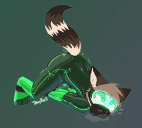 ahegao anal anal_penetration anthro ass_up bdsm bondage bound breath bulge butt buttplug chastity_bulge chastity_device clothing cross-eyed cuff_(restraint) dialogue drone dronesuit dronification eyes_looking_up gag gagged gagged_talk gas_mask hands_tied heart_eyes heart_symbol hypnosis hypnotic_visor latex latex_clothing latex_skinsuit leg_cuffs lock_bulge lock_symbol looking_pleasured male mask mind_control null_bulge object_in_ass panting penetration plug_(sex_toy) raised_tail restraints sex_toy sex_toy_in_ass sex_toy_insertion simple_background skinsuit solo spread_legs spreader_bar spreading tail tight_clothing vibrating vibrator vibrator_in_ass visor wearing_chastity_device wearing_mask wrist_cuffs davyboi coony_(davyboi) canid canine mammal procyonid raccoon raccoon_dog tanuki absurd_res hi_res