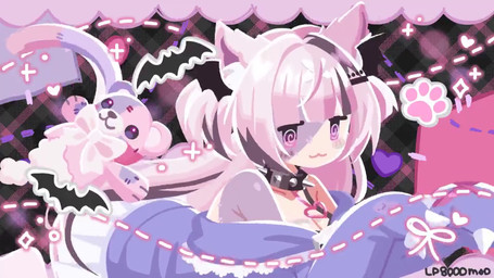 bottomwear choker clothing female hair jewelry necklace pajamas pink_hair plushie skirt solo teddy_bear lp8000mao animal_humanoid cat_humanoid felid felid_humanoid feline feline_humanoid humanoid mammal mammal_humanoid undead zombie 16:9 2d_animation animated motion_tweening no_sound short_playtime video widescreen