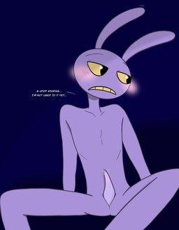 animal_genitalia animal_penis anthro genitals lagomorph_penis male oracleact penis purple_body purple_penis rabbit_ears solo yellow_eyes glitch_productions the_amazing_digital_circus jax_(tadc) lagomorph leporid mammal rabbit hi_res