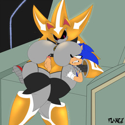 anthro big_breasts big_penis blush breasts clenched_teeth crossgender dominant dominant_female duo female genitals glowing glowing_body huge_breasts huge_thighs larger_female leg_grab machine male male/female mouthless mtf_crossgender on_lap penis sex sitting sitting_on_another sitting_on_lap size_difference smaller_male sparkles submissive submissive_male super_transformation teeth thick_thighs thigh_grab thigh_sex flamez sega sonic_the_hedgehog_(series) metal_sonic neo_metal_sonic sonic_the_hedgehog badnik eulipotyphlan european_hedgehog hedgehog mammal robot 1:1 absurd_res hi_res