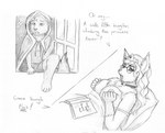 anthro book cloak clothing collar crown cuckold dialogue duo eyewear female glasses gloves handwear headgear male nipples princess royalty text young young_anthro meowmere domestic_cat felid feline felis mammal mustelid musteline true_musteline weasel absurd_res comic english_text hi_res monochrome