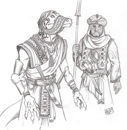 4_fingers 5_fingers anthro beard belt bottomwear bracelet clothed clothing couter dagger duo facial_hair facial_tattoo fingers gun hat headgear headwear holding_melee_weapon holding_object holding_polearm holding_spear holding_weapon jewelry looking_up male markings melee_weapon necklace polearm ranged_weapon religious_clothing religious_headwear sash scabbard scale_markings scales scarf shirt simple_background skirt spear standing straps sword tail tattoo topwear turban weapon white_background wraps wrist_wraps 0laffson lord_sa'rakht_(0laffson) human lizard mammal reptile scalie 2019 graphite_(artwork) hi_res signature traditional_media_(artwork)