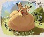 ambiguous_feral ambiguous_gender ambiguous_pred belly belly_on_ground belly_squish big_belly big_butt black_ear_tips black_sclera black_text bloated blurred_background bodily_noises butt calling_for_help cheek_spots cloud curved_text day digestion digestion_noises dipstick_ears dripping_heart ear_markings eyes_mostly_closed feral feral_pred front_view fully_inside fur glorsh grass green_text hand_on_belly hand_on_own_belly hanging_tongue head_tuft heart_reaction heart_symbol hearts_around_head huge_belly hyper hyper_belly immobile light lightning_tail looking_well-fed lying lying_on_ground monotone_belly monotone_butt motion_lines mph! muffled multicolored_ears narrowed_eyes nature nature_background on_front on_ground onomatopoeia open_mouth open_smile outside plant pointy_ears quadruped red_heart resting_on_belly rumbling_stomach satisfied_look shortened_sound_effect shrub size_difference sky slosh sloshing_belly smaller_feral smaller_pred smile soft_vore solo sound_effect_variant sound_effects squish tail text thick_thighs tongue tongue_out tuft twitter_handle two_tone_ears unseen_prey unwilling_prey vore vowelless vowelless_sound_effect vowelless_vocalization white_eyes white_text_outline yellow_arms yellow_belly yellow_body yellow_butt yellow_eyes yellow_face yellow_fur yellow_hands yellow_legs yellow_tail yellow_tuft tcsrjx nintendo pokemon generation_1_pokemon mammal pikachu pokemon_(species) rodent 2025 digital_media_(artwork) digital_painting_(artwork) english_description english_text full-length_portrait hi_res lighting painting_(artwork) portrait shaded signature soft_shading