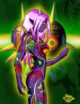 female hair horn majora's_mask_(item) multicolored_body pink_hair purple_body solo spikes josemaru majora's_mask nintendo the_legend_of_zelda majora horned_humanoid humanoid 2004 colorful_theme