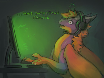 claws electronics feral fingers headphones horn male solo text wings hioshiru mythology raynar dragon mythological_creature mythological_scalie scalie 2025 digital_drawing_(artwork) digital_media_(artwork) hi_res russian_text translated