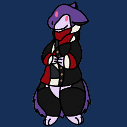 ambiguous_gender anthro bottomless clothed clothing dot_eyes femboy fur fur_markings leg_warmers legwear markings pink_eyes purple_body purple_fur semi-anthro shirt shy simple_eyes topwear tunic stinkvali nintendo pokemon tsurai_(stinkvali) generation_2_pokemon pokemon_(species) typhlosion 1:1 alpha_channel male_(lore)