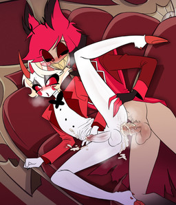 anal anal_orgasm anal_penetration antlers ball_size_difference balls big_balls big_penis black_antlers black_body black_clothing black_fur black_gloves black_hair black_handwear black_sclera blonde_hair blush bodily_fluids brown_body butt claws clothed clothing crossgender cum cum_from_ass cum_in_ass cum_inside cum_on_butt cum_on_penis cum_splatter cumshot duo ejaculation erection fangs fingerless_gloves from_behind_position ftm_crossgender fur genital_fluids genitals glans gloves hair hands-free handwear hooves horn humanoid_genitalia humanoid_on_humanoid humanoid_penetrated humanoid_penetrating humanoid_penetrating_humanoid humanoid_penis jacket leg_grab looking_pleasured male male/male male_penetrated male_penetrating male_penetrating_male nipples nude open_clothing open_jacket open_mouth open_smile open_topwear oral orgasm penetration penile penile_penetration penis penis_in_ass penis_size_difference pink_glans precum pupils raised_leg red_body red_cheeks red_claws red_clothing red_eyes red_fur red_hair red_hooves red_horn red_jacket red_sclera red_topwear sex slit_pupils smile spoon_position sweat tan_body tan_fur teeth thigh_grab tongue tongue_out topwear vein veiny_penis white_balls white_body white_eyes white_fur white_hair white_penis white_skin nyochandesuyo hazbin_hotel hellaverse alastor_(hazbin_hotel) charlie_morningstar angel animal_humanoid deer deer_humanoid demon demon_humanoid humanoid mammal mammal_humanoid hi_res