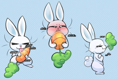 ambiguous_gender bedroom_eyes black_sclera blush bodily_fluids carrot cheek_bulge deep_throat evil_grin feral food food_in_mouth narrowed_eyes oral oral_penetration penetration plant saliva seductive smile solo sweat vegetable whiskers critter_catcher friendship_is_magic hasbro my_little_pony angel_(mlp) lagomorph leporid mammal rabbit