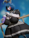 anthro big_breasts blue_body blue_hair breasts clothing dress eyewear female fingers fishnet_clothing fishnet_legwear glasses green_eyes hair legwear lips machine pink_lips solo white_body sunr4y five_nights_at_freddy's five_nights_at_freddy's_2 grimace_shake mcdonald's scottgames toy_bonnie_(fnaf) lagomorph leporid mammal rabbit robot 2023 3d_(artwork) absurd_res digital_media_(artwork) hi_res meme