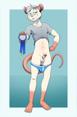abs anthro athletic athletic_anthro athletic_male balls briefs buckteeth circumcised claws clothed clothing erection eyebrows eyewear genitals glasses humanoid_genitalia humanoid_penis looking_at_viewer male navel partially_clothed penis pink_body pink_ears pink_nose pink_skin pink_tail raised_eyebrow realistic_penis_size simple_background small_penis small_penis_appreciation small_penis_pride smile solo standing tail teeth toe_claws underwear underwear_down granitemcgee biscuit_(biscuits) mammal mouse murid murine rodent 2021 cel_shading digital_drawing_(artwork) digital_media_(artwork) hi_res shaded