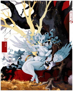 anthro big_breasts black_claws black_sclera blue_eyes breasts claws covered_breasts detailed_background female fur fur_covering_nipples navel plant pupils sitting solo tail tree white_body white_fur wings sarifairy nintendo pokemon generation_5_pokemon legendary_pokemon pokemon_(species) reshiram shiny_pokemon absurd_res colored detailed hi_res shaded