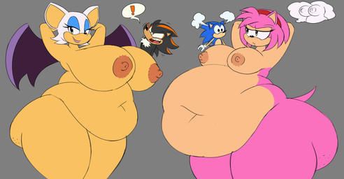 accessory anthro areola aroused bat_wings belly belly_overhang belly_size_difference big_areola big_belly big_breasts big_butt biped breast_envy breast_size_difference breasts butt cellulite countershade_torso countershading deep_navel duo_focus exclamation_point eyelashes female female_focus frown grey_background group hair hair_accessory hairband hands_behind_head huge_breasts huge_butt lidded_eyes lips looking_at_another looking_at_viewer love_handles male membrane_(anatomy) membranous_wings navel nipples nude obese obese_anthro obese_female orange_body overweight overweight_anthro overweight_female pink_body pink_hair presenting raised_arms short_tail simple_background smile smiling_at_viewer standing tail tan_body thick_thighs thought_bubble wide_hips wings hooligan_freak sega sonic_the_hedgehog_(series) amy_rose rouge_the_bat shadow_the_hedgehog sonic_the_hedgehog bat eulipotyphlan hedgehog mammal 2021 absurd_res hi_res portrait sketch three-quarter_portrait